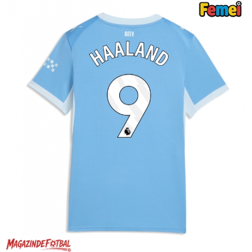 Manchester City Erling Haaland #9 Tricou Fotbal Replică 2026-27 Femei Acasa Manchester City Erling Haaland #9 Tricou Fotbal Replică 2026-27 Femei Acasa